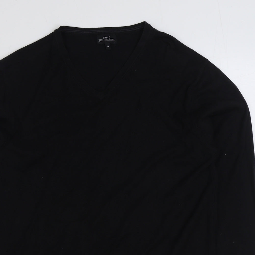NEXT Mens Black V-Neck Cotton Pullover Jumper Size M