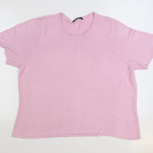 Bonmarché Womens Pink Round Neck Acrylic Pullover Jumper Size L