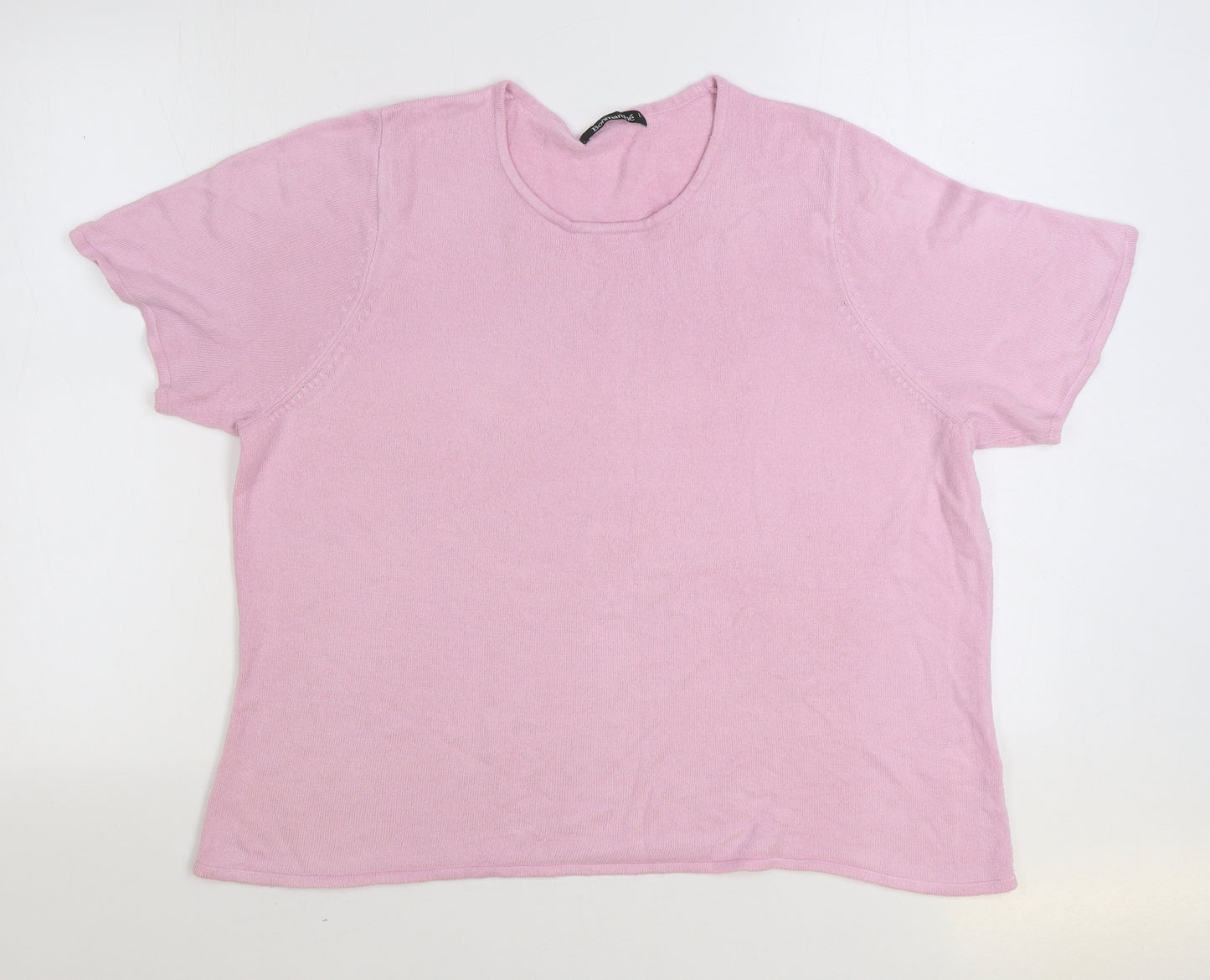 Bonmarché Womens Pink Round Neck Acrylic Pullover Jumper Size L