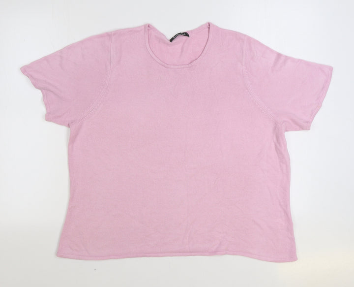 Bonmarché Womens Pink Round Neck Acrylic Pullover Jumper Size L