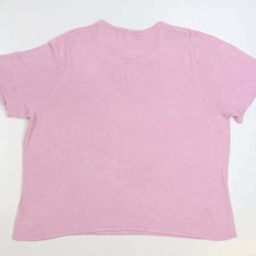 Bonmarché Womens Pink Round Neck Acrylic Pullover Jumper Size L