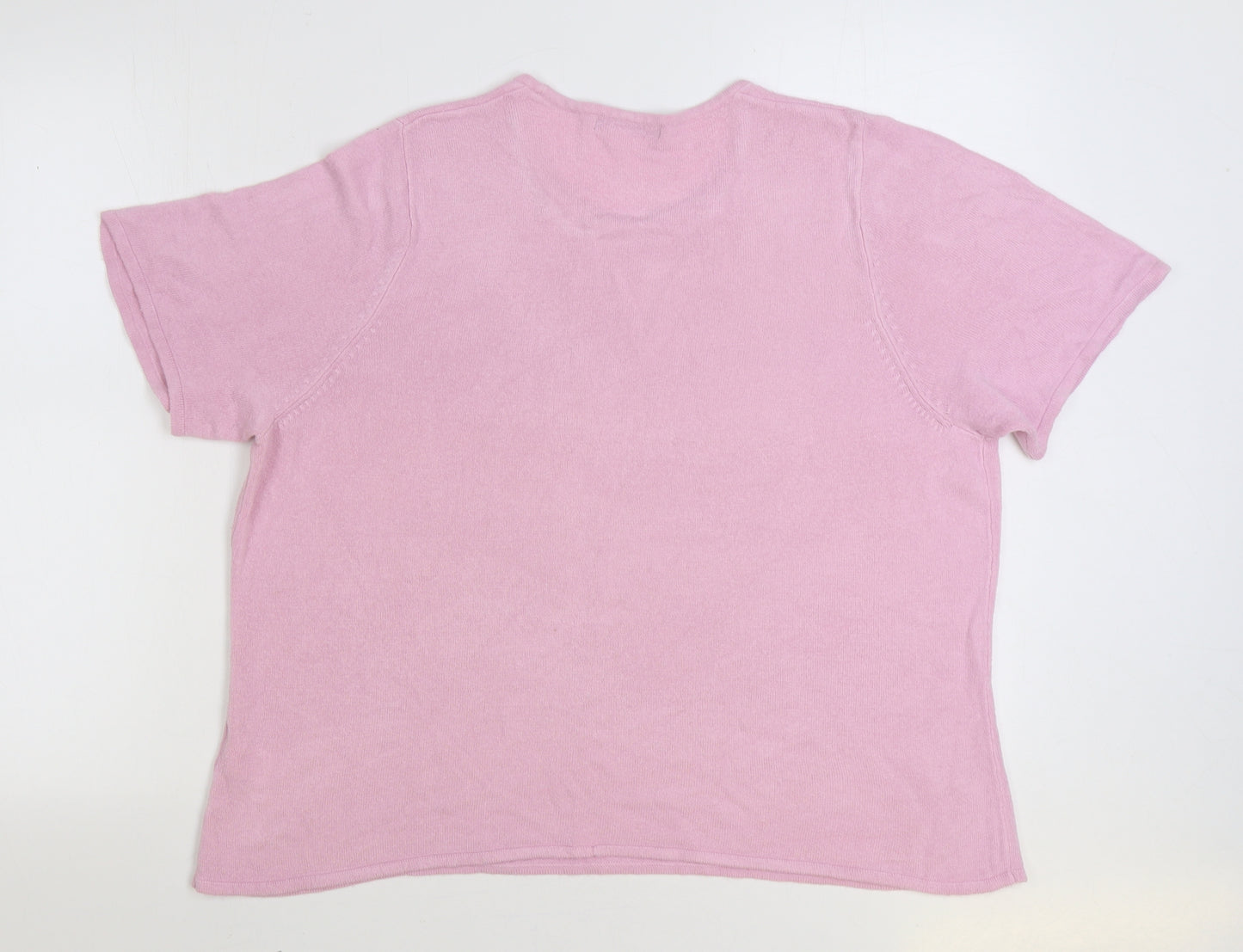 Bonmarché Womens Pink Round Neck Acrylic Pullover Jumper Size L