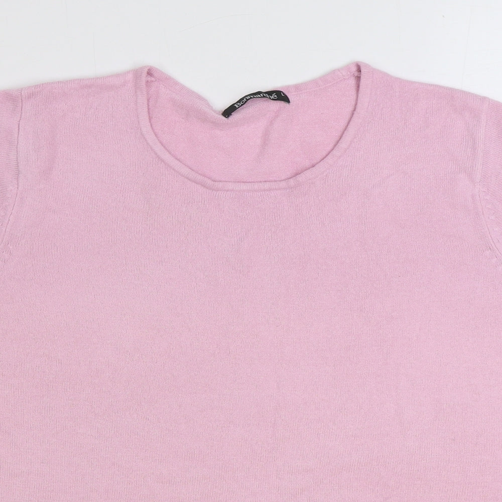 Bonmarché Womens Pink Round Neck Acrylic Pullover Jumper Size L