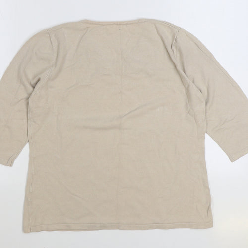Sky Womens Beige V-Neck Viscose Pullover Jumper Size 4