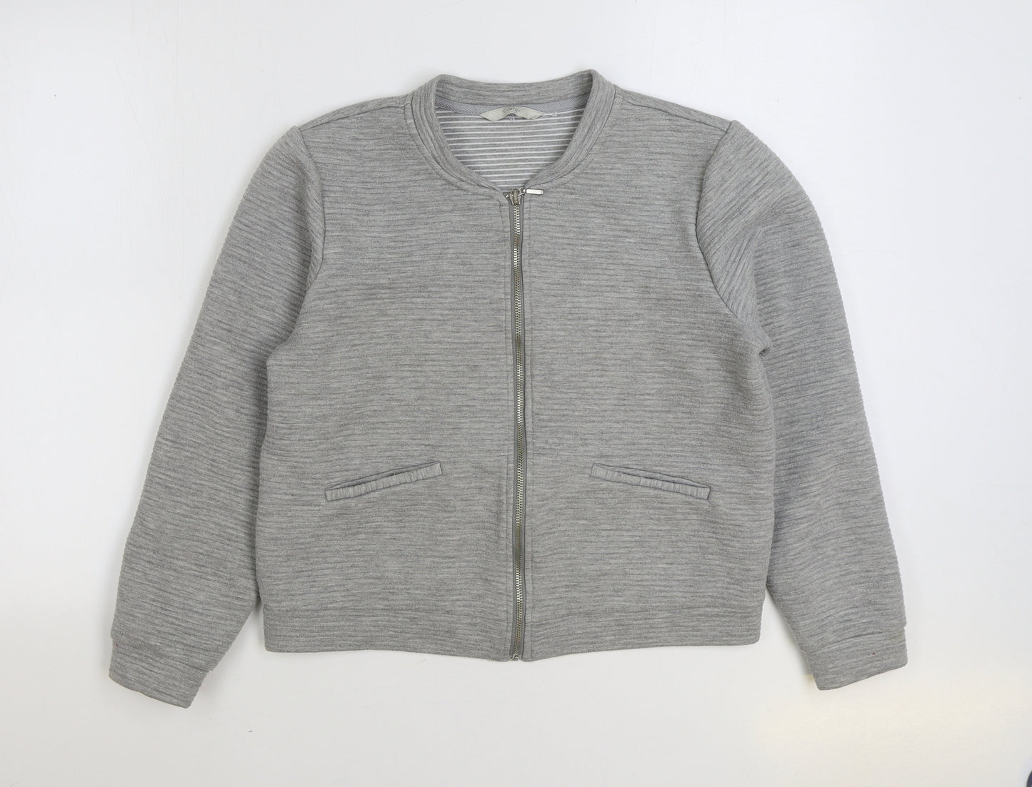 George Womens Grey Cotton Full Zip Sweatshirt Size 14 Zip