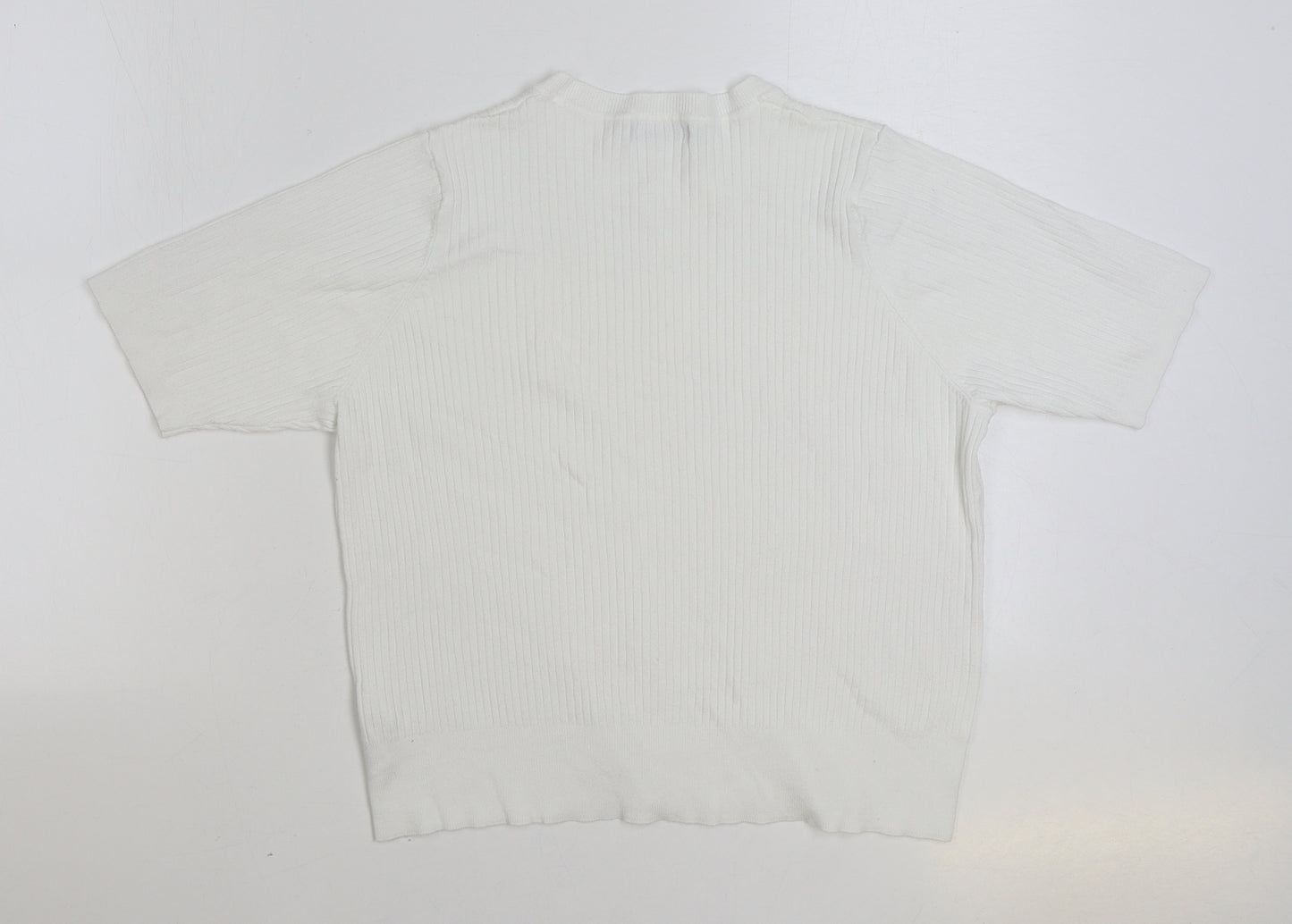 Marks and Spencer Womens White Round Neck Viscose Pullover Jumper Size 20