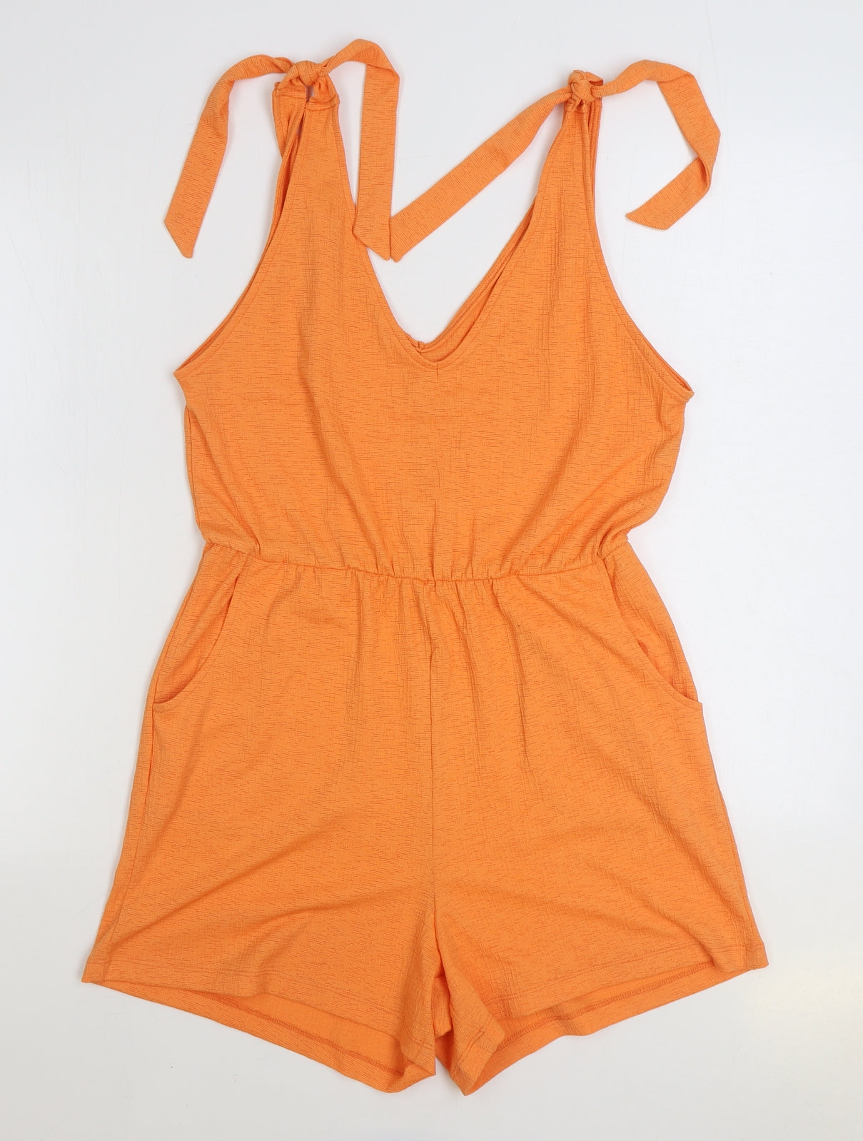 Dunnes Stores Womens Orange Polyester Playsuit One-Piece Size L Tie