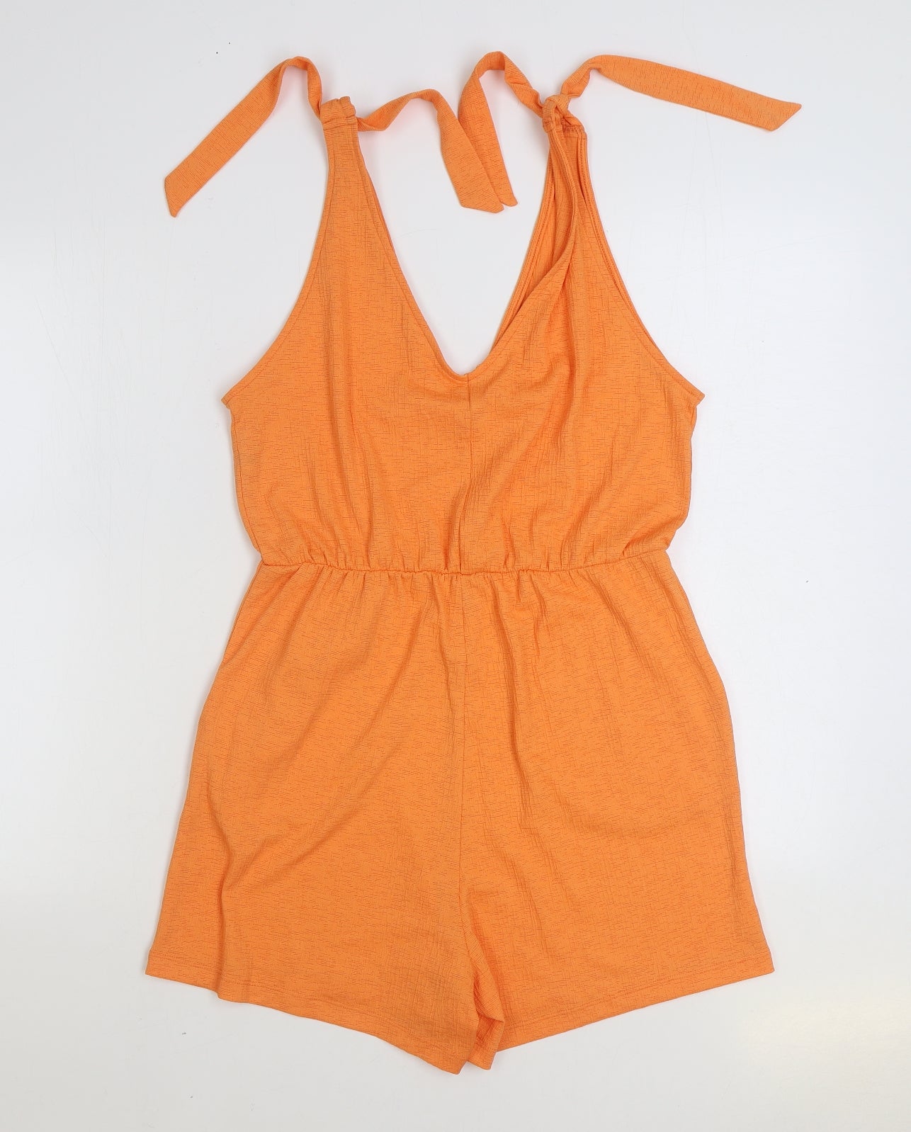 Dunnes Stores Womens Orange Polyester Playsuit One-Piece Size L Tie