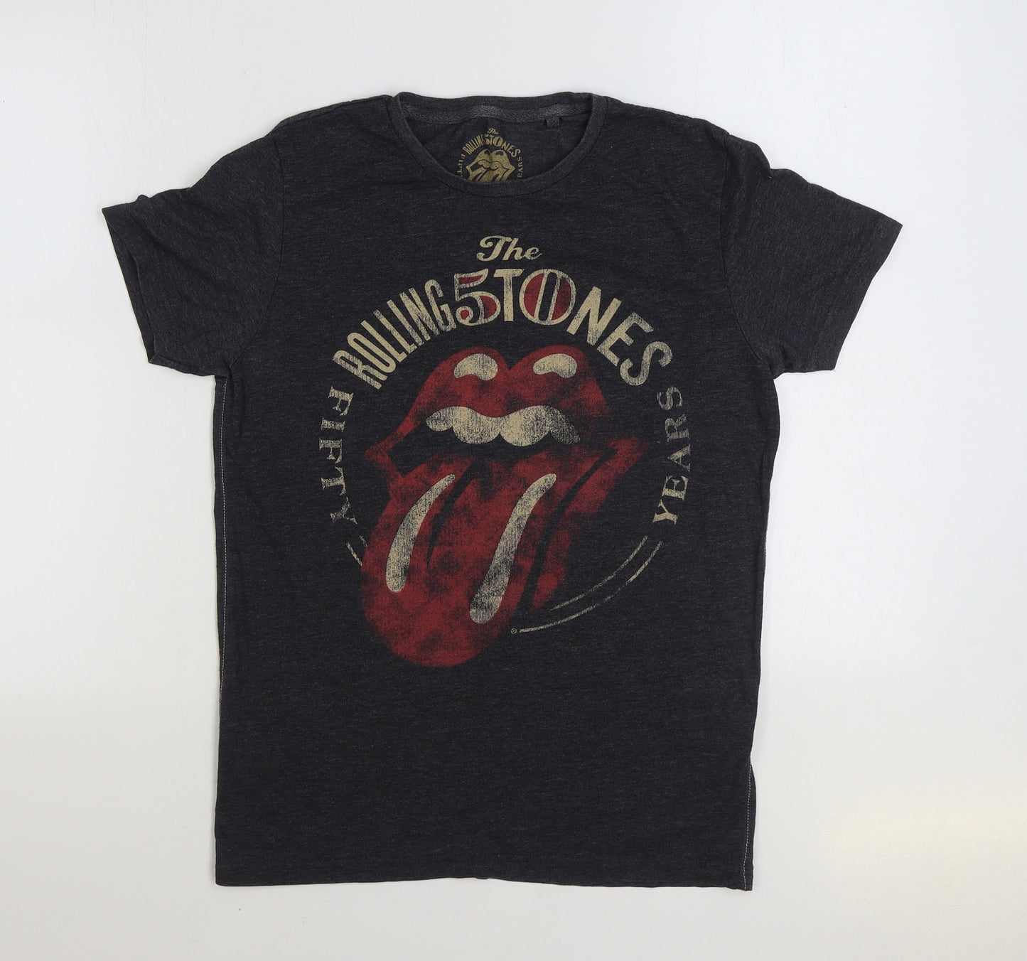 NEXT Mens Grey Cotton T-Shirt Size S Round Neck - The Rolling Stones