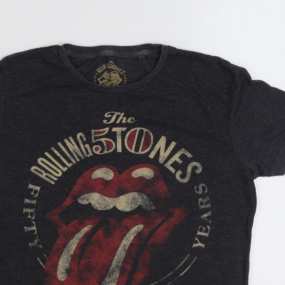 NEXT Mens Grey Cotton T-Shirt Size S Round Neck - The Rolling Stones