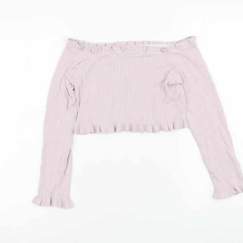 Threadbare Womens Pink Polyester Cropped Blouse Size 10 Square Neck
