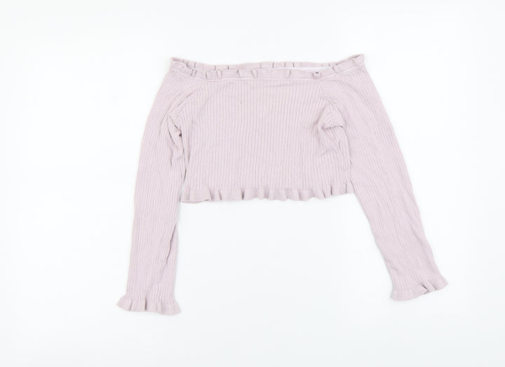 Threadbare Womens Pink Polyester Cropped Blouse Size 10 Square Neck
