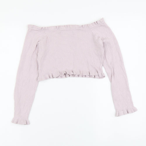 Threadbare Womens Pink Polyester Cropped Blouse Size 10 Square Neck