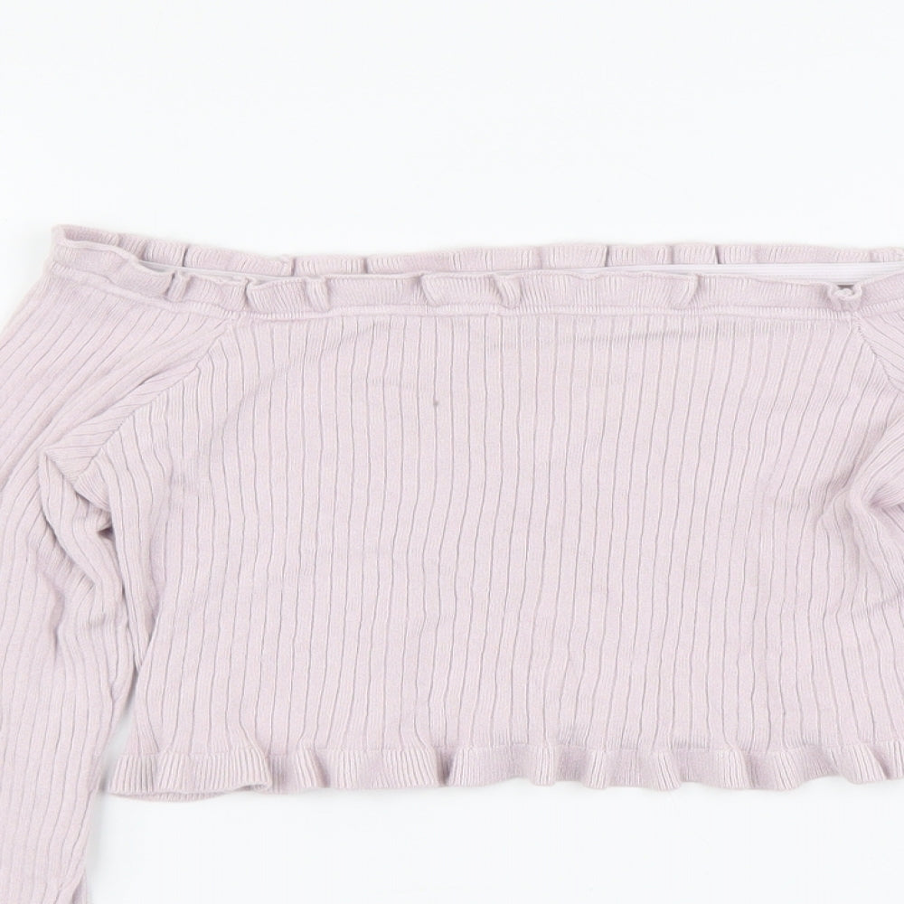 Threadbare Womens Pink Polyester Cropped Blouse Size 10 Square Neck