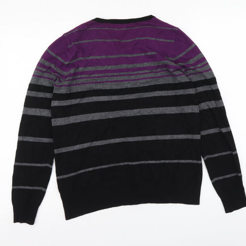 Marks and Spencer Womens Multicoloured Round Neck Striped Viscose Cardigan Jumper Size 12
