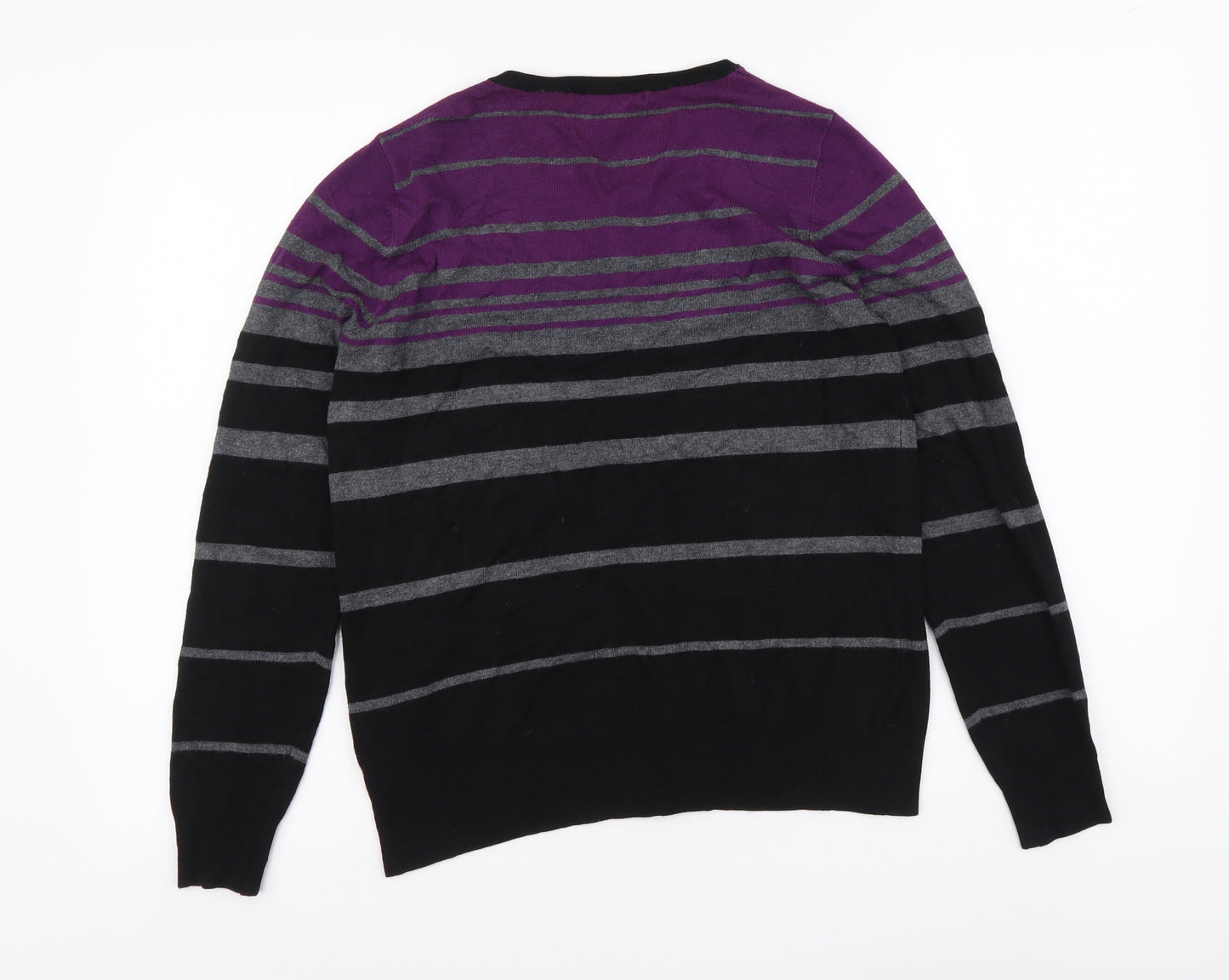 Marks and Spencer Womens Multicoloured Round Neck Striped Viscose Cardigan Jumper Size 12