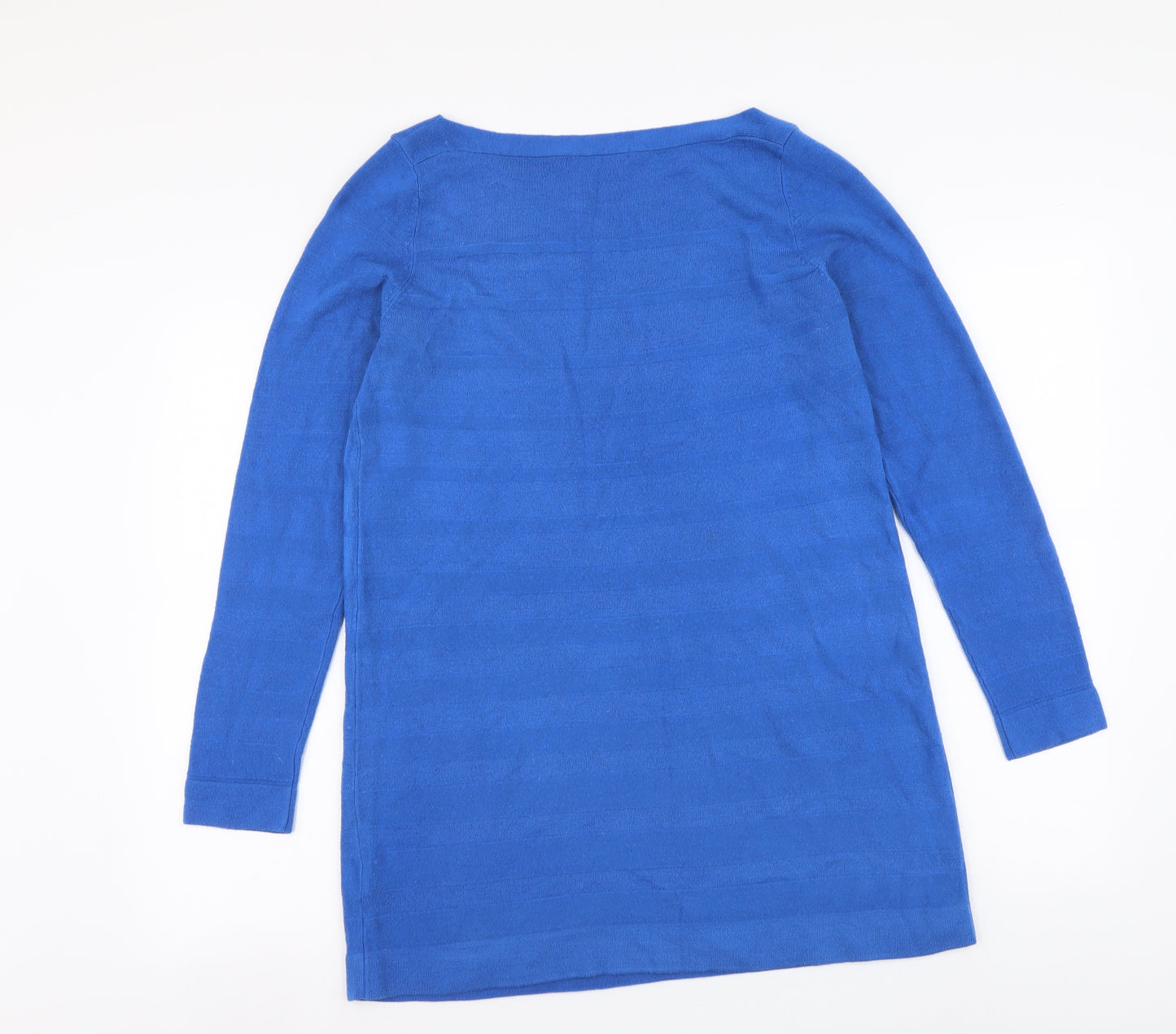 Marks and Spencer Womens Blue Boat Neck Acrylic Tunic Jumper Size 14