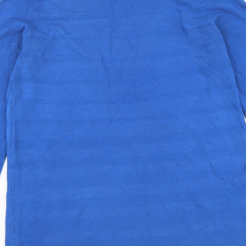 Marks and Spencer Womens Blue Boat Neck Acrylic Tunic Jumper Size 14