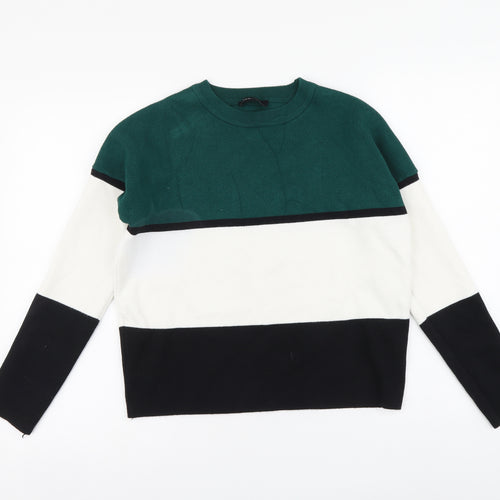 New Look Womens Multicoloured Round Neck Striped Polyester Henley Jumper Size S