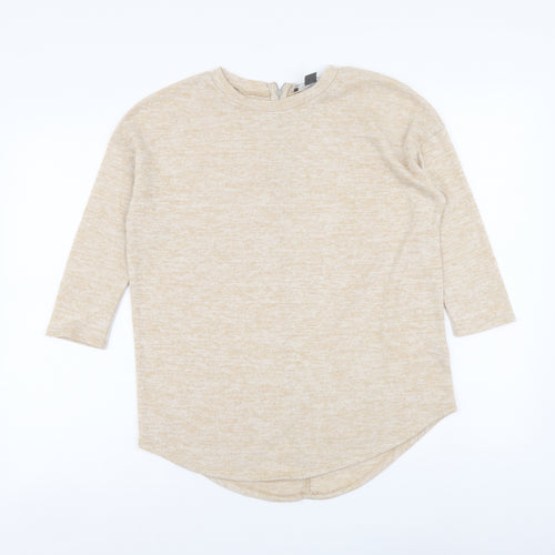 Primark Womens Beige Round Neck Polyester Pullover Jumper Size 2XS