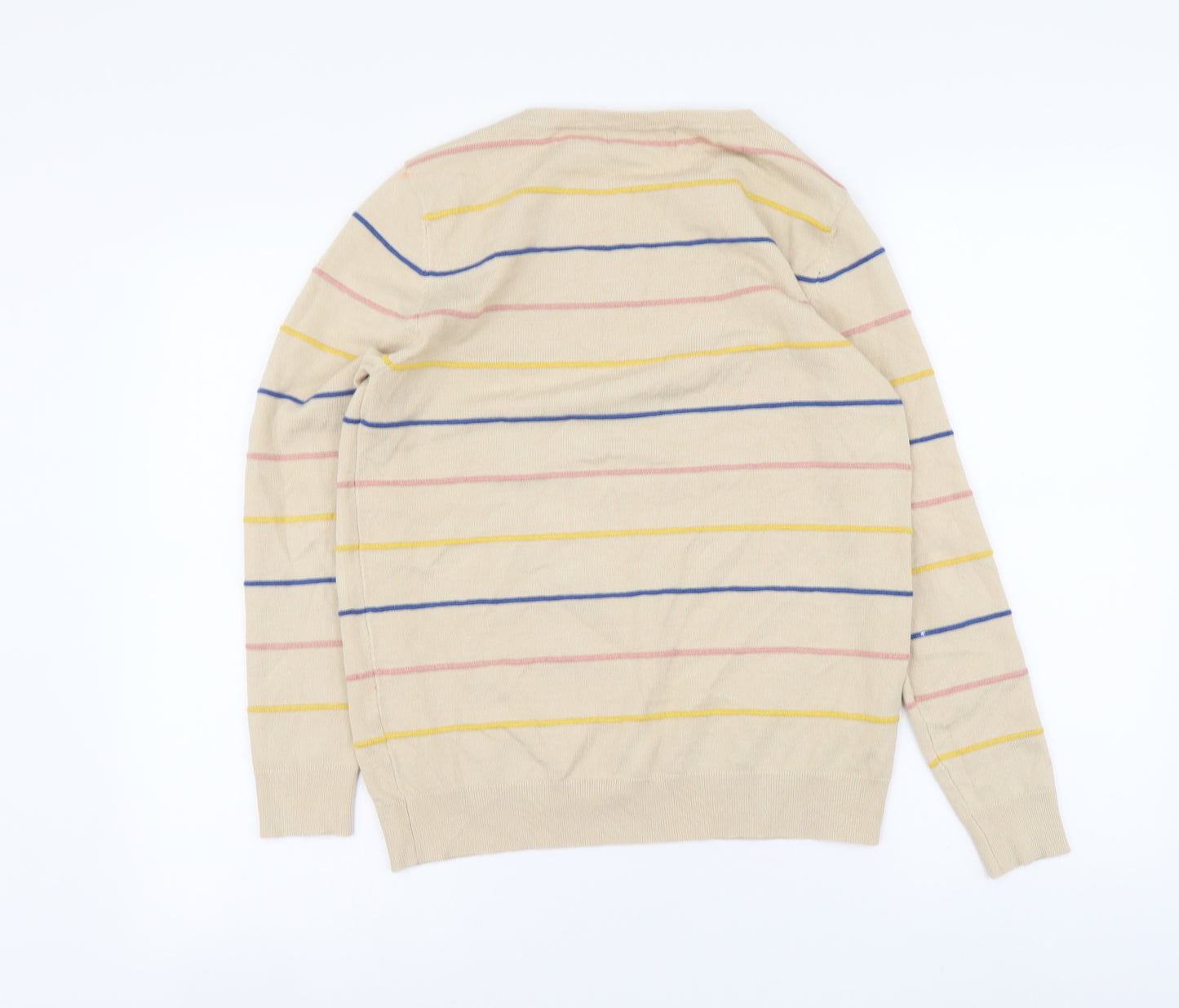 Just Elegance Womens Beige Round Neck Striped Viscose Pullover Jumper Size S