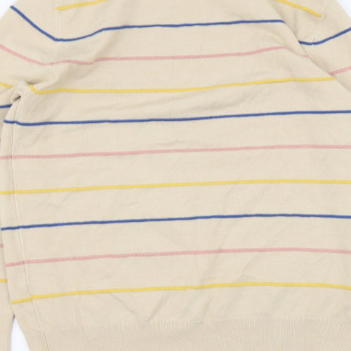 Just Elegance Womens Beige Round Neck Striped Viscose Pullover Jumper Size S