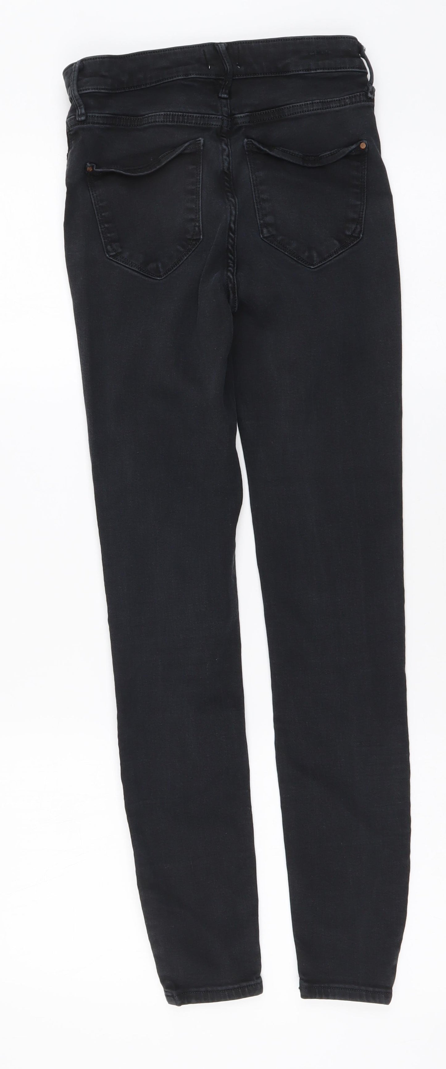 River Island Womens Black Cotton Mom Jeans Size 8 L27 in Regular Button
