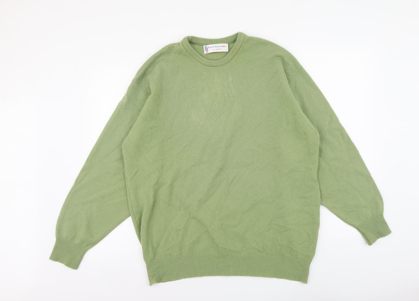 Scottish Sweater Store Womens Green Round Neck Wool Pullover Jumper Size 20