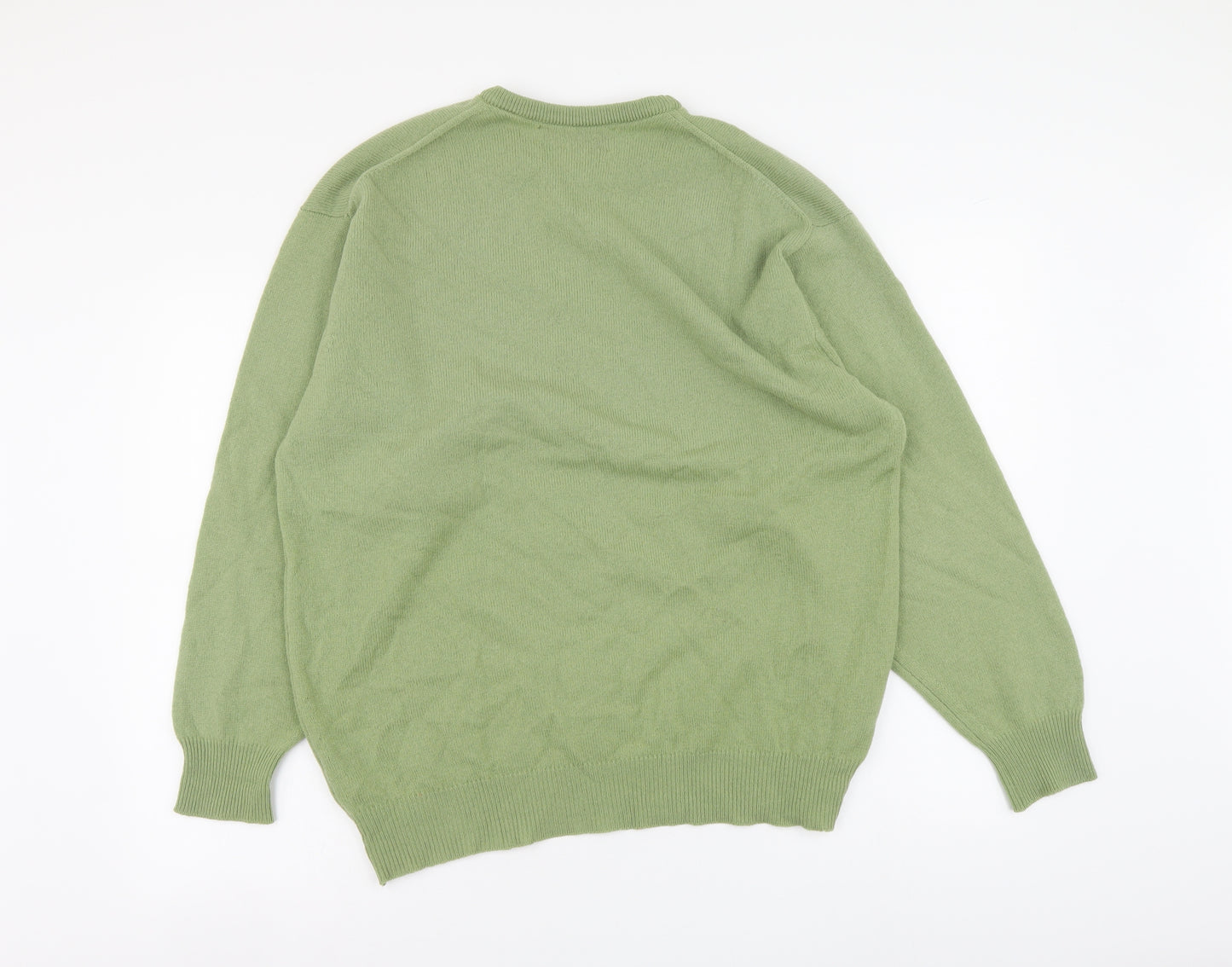 Scottish Sweater Store Womens Green Round Neck Wool Pullover Jumper Size 20
