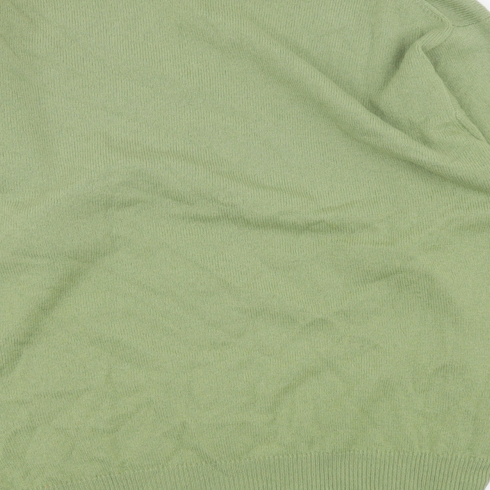 Scottish Sweater Store Womens Green Round Neck Wool Pullover Jumper Size 20