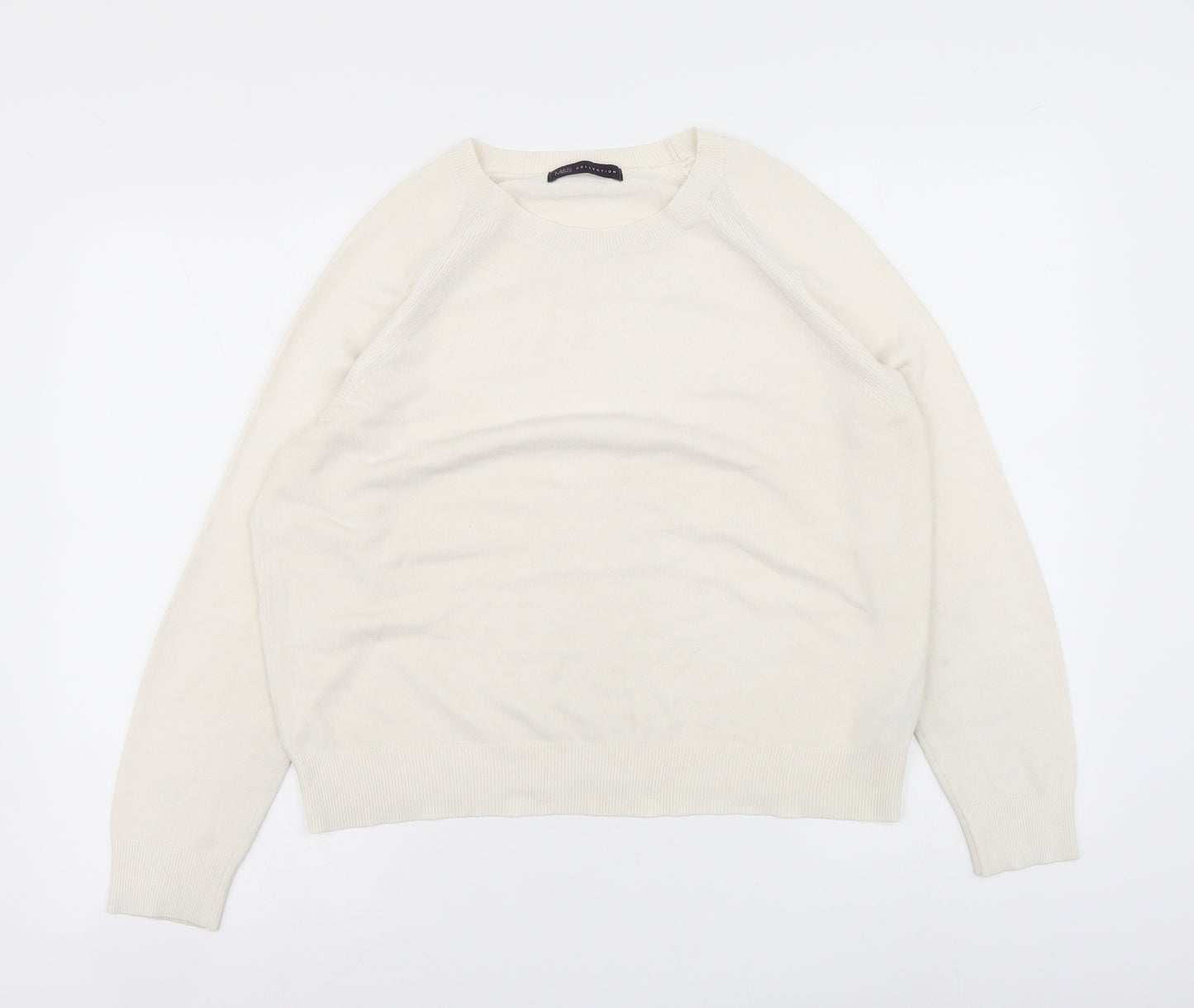 Marks and Spencer Womens Ivory Roll Neck Acrylic Pullover Jumper Size 14