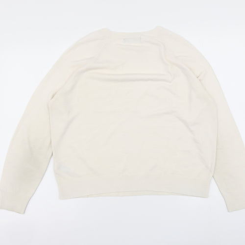Marks and Spencer Womens Ivory Roll Neck Acrylic Pullover Jumper Size 14