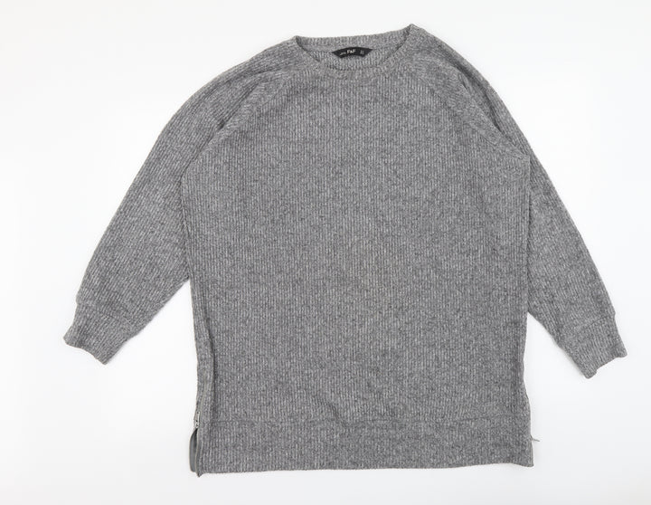 F&F Womens Grey Round Neck Polyester Shrug Jumper Size 14
