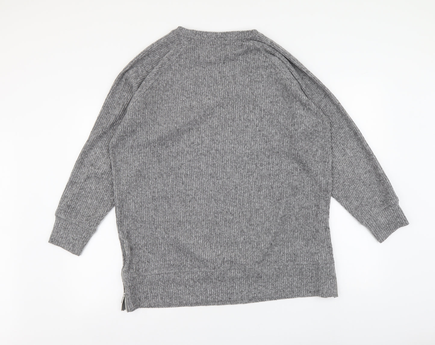 F&F Womens Grey Round Neck Polyester Shrug Jumper Size 14