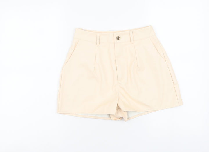Missguided Womens Beige Polyester Paperbag Shorts Size 6 L3 in Regular Button
