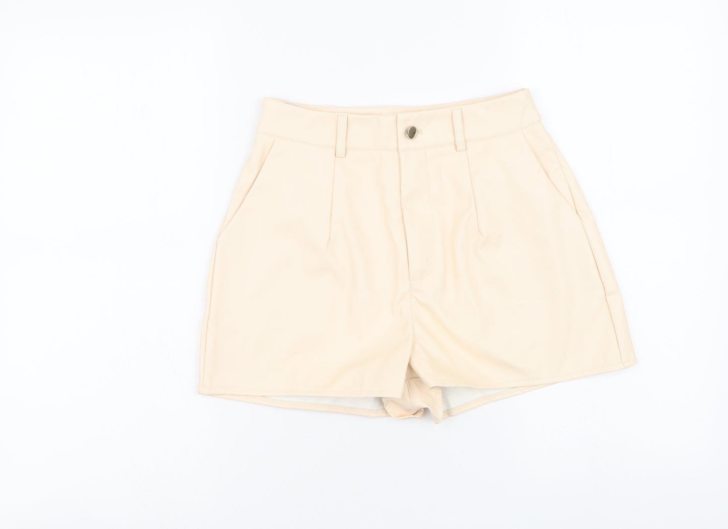 Missguided Womens Beige Polyester Paperbag Shorts Size 6 L3 in Regular Button