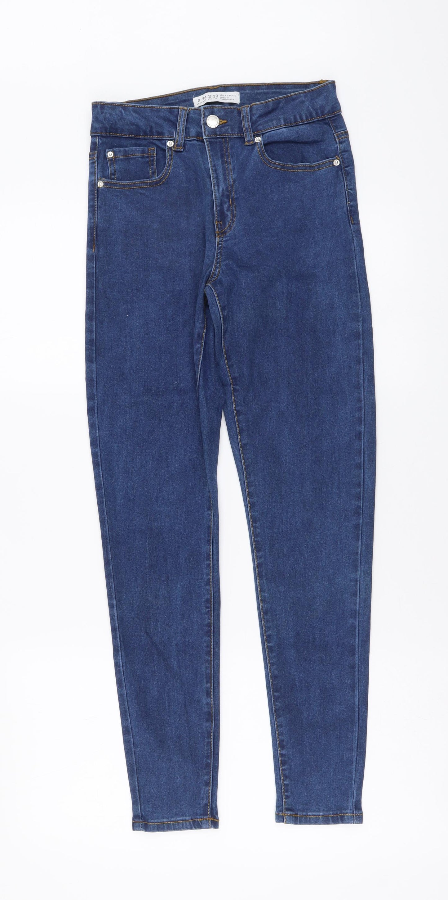 Denim & Co. Womens Blue Cotton Mom Jeans Size 6 L28 in Regular Button
