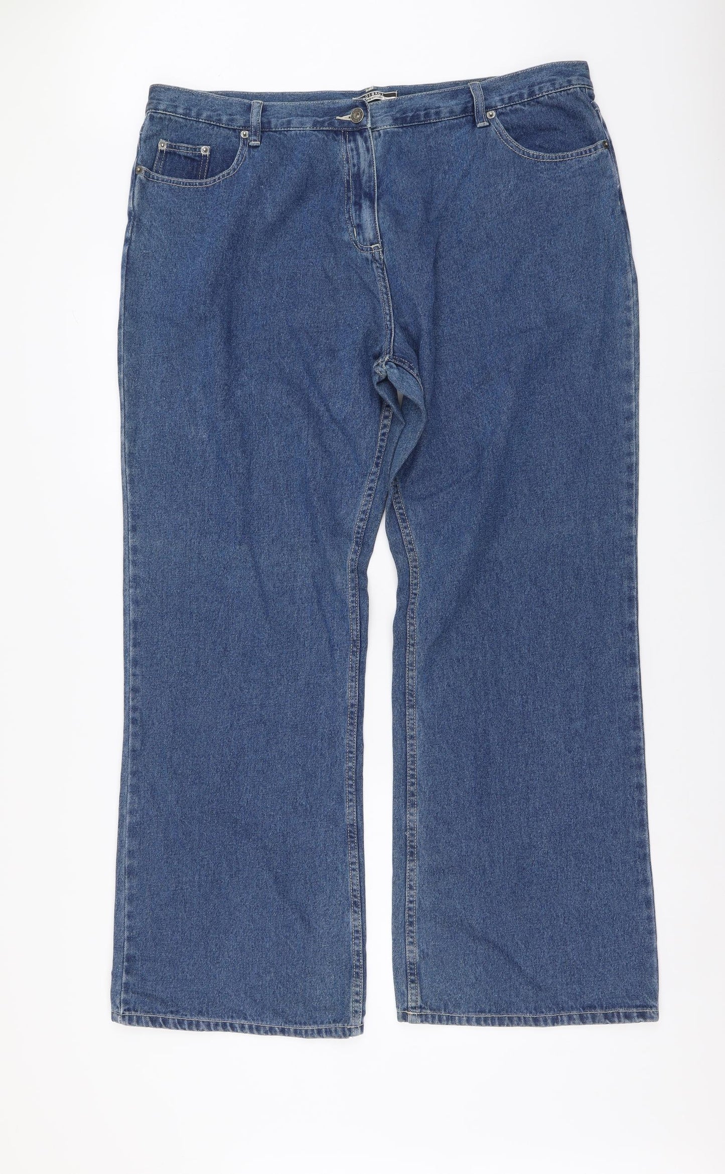George Womens Blue Cotton Straight Jeans Size 22 L30 in Regular Button