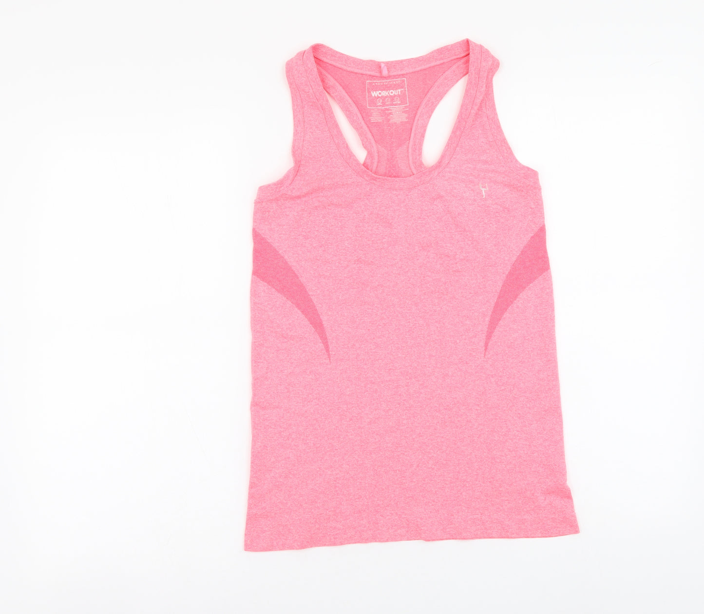 Workout Womens Pink Polyester Basic Tank Size 6 Round Neck Pullover