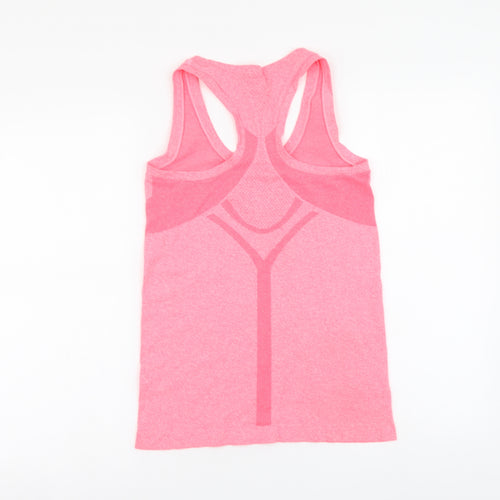 Workout Womens Pink Polyester Basic Tank Size 6 Round Neck Pullover