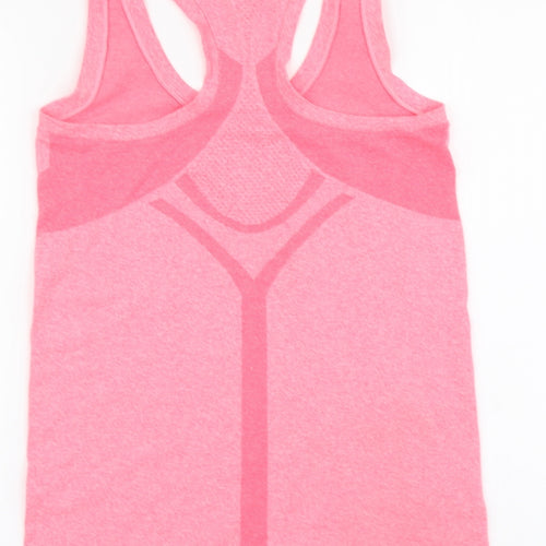 Workout Womens Pink Polyester Basic Tank Size 6 Round Neck Pullover