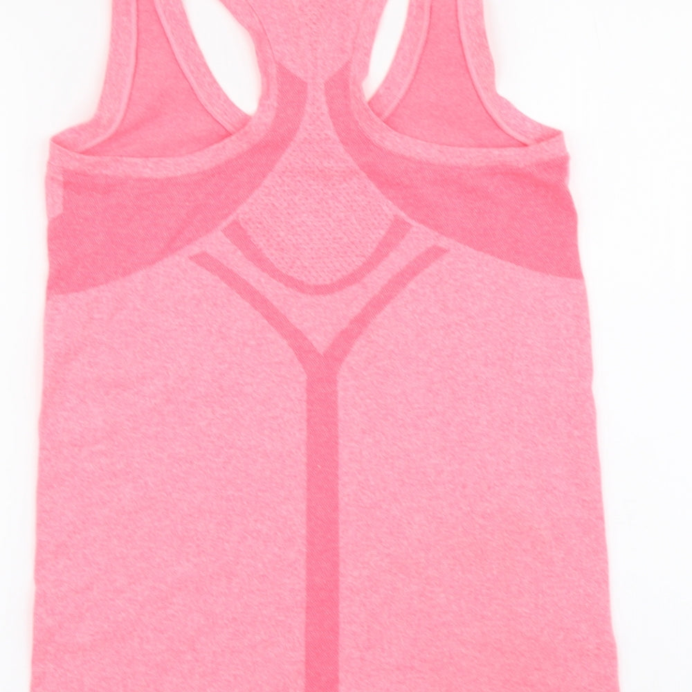 Workout Womens Pink Polyester Basic Tank Size 6 Round Neck Pullover