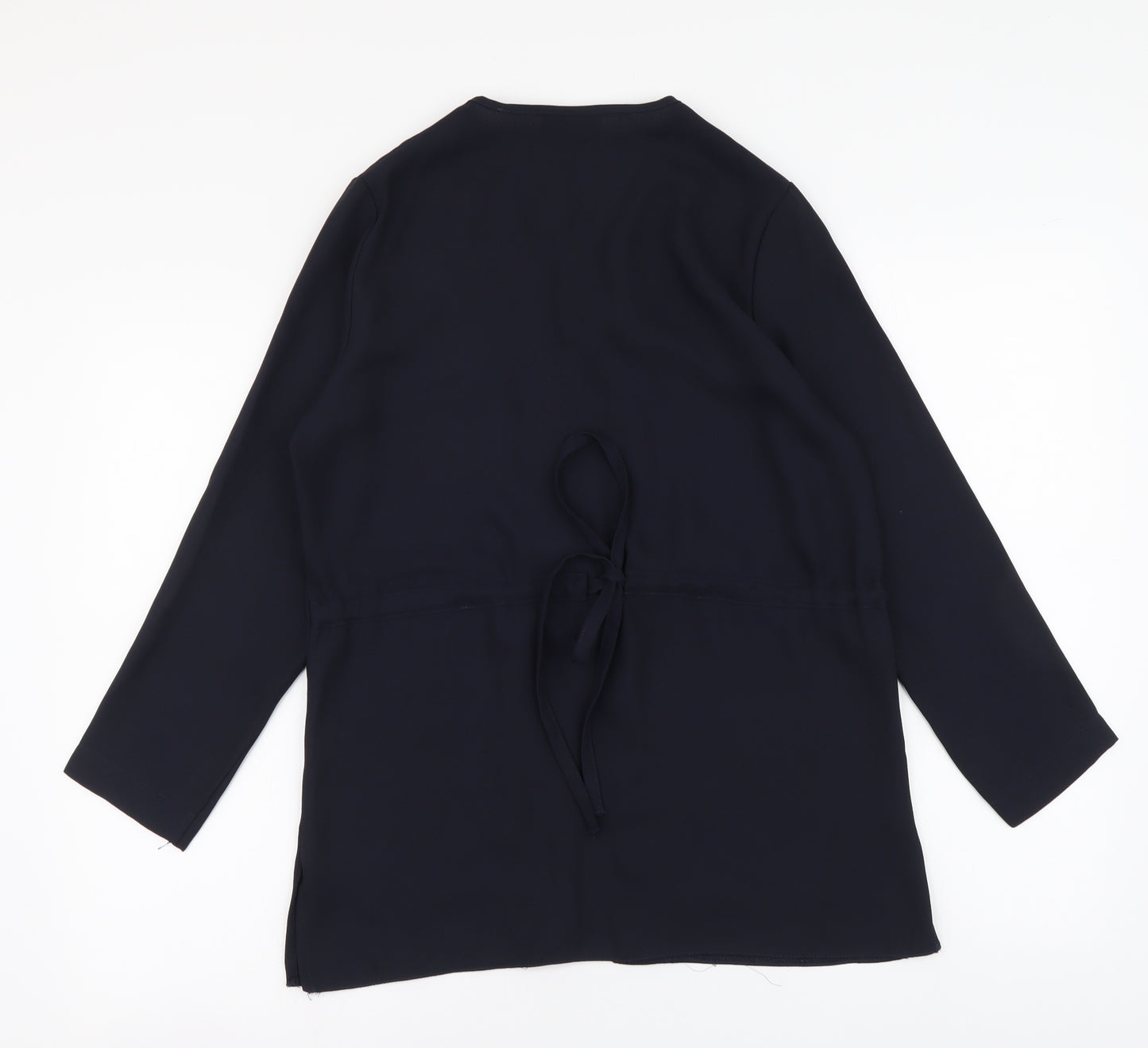 Principles Womens Blue Polyester Basic Button-Up Size 10 V-Neck