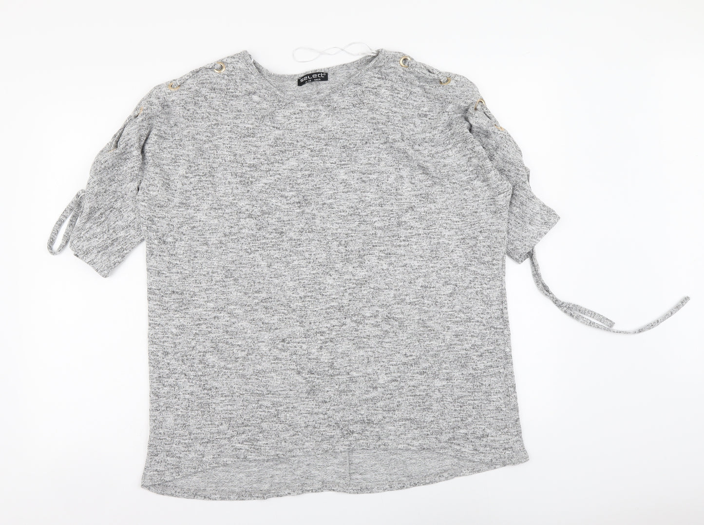 Selected Womens Grey Polyester Basic Blouse Size 16 Round Neck