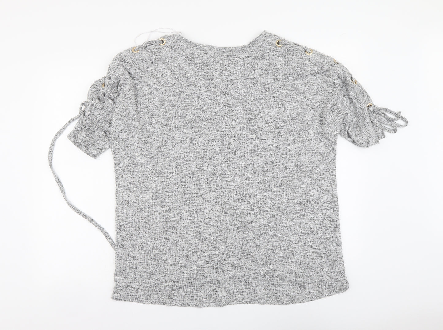 Selected Womens Grey Polyester Basic Blouse Size 16 Round Neck