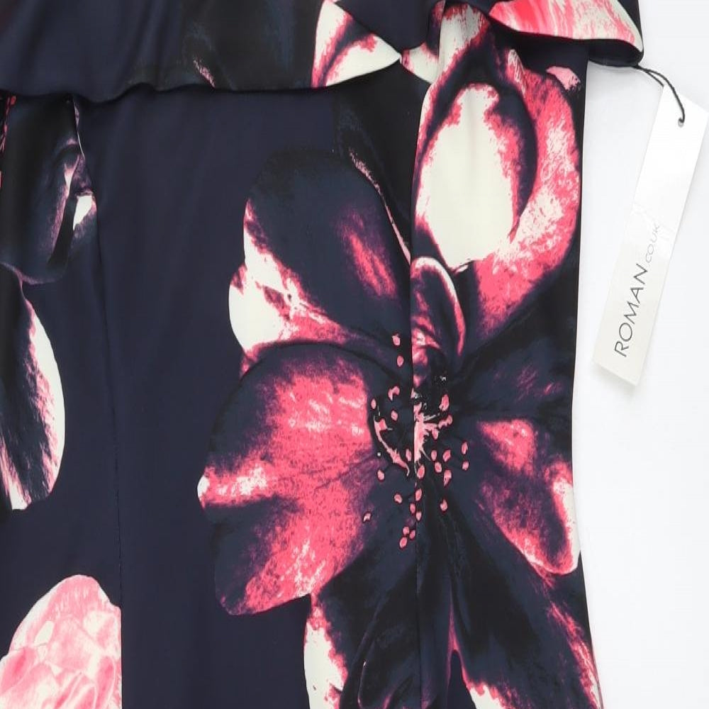 Roman Womens Black Floral Polyester Bodycon Size 12 Sweetheart Zip