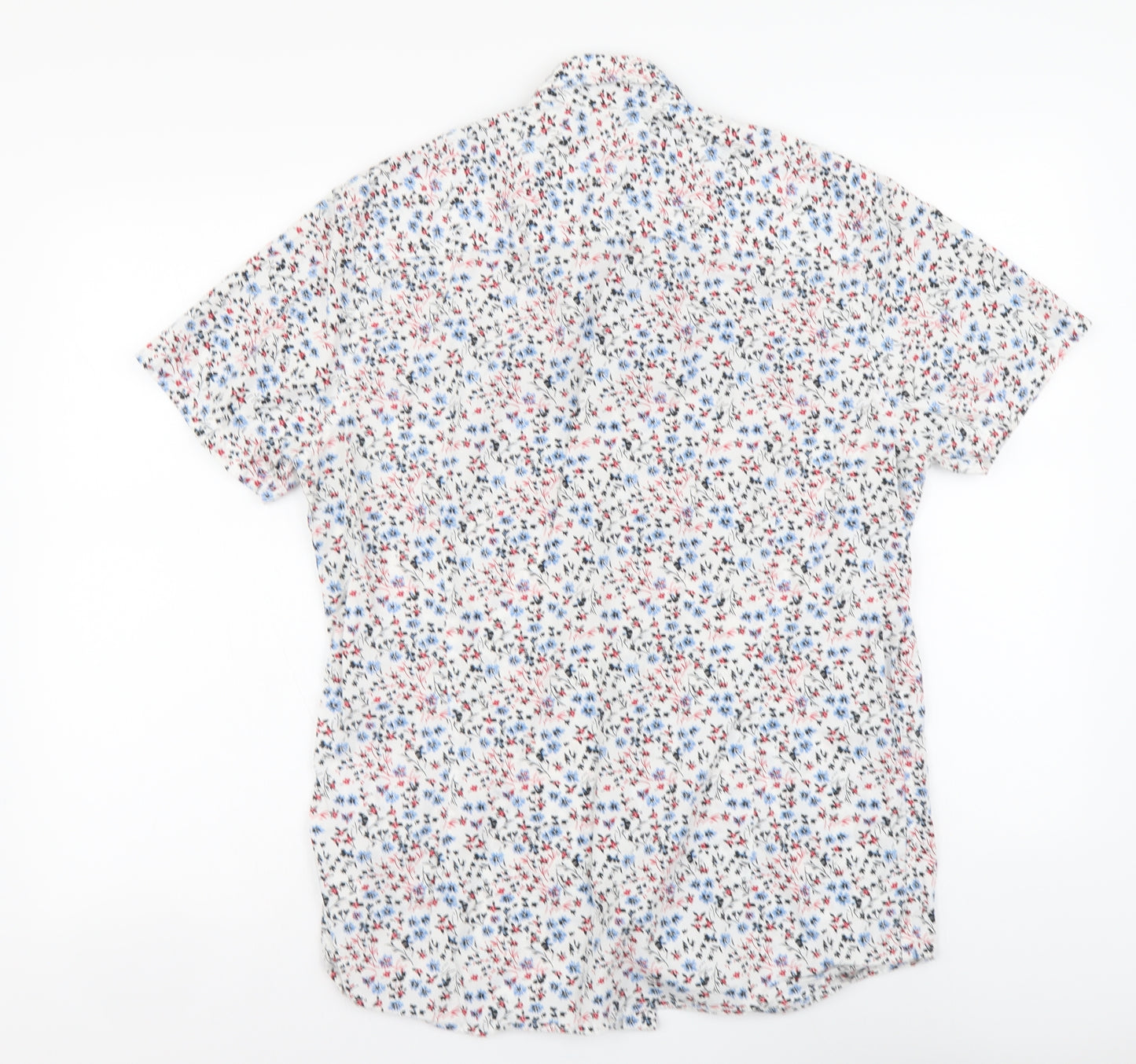 NEXT Womens White Floral Cotton Basic Button-Up Size M Collared