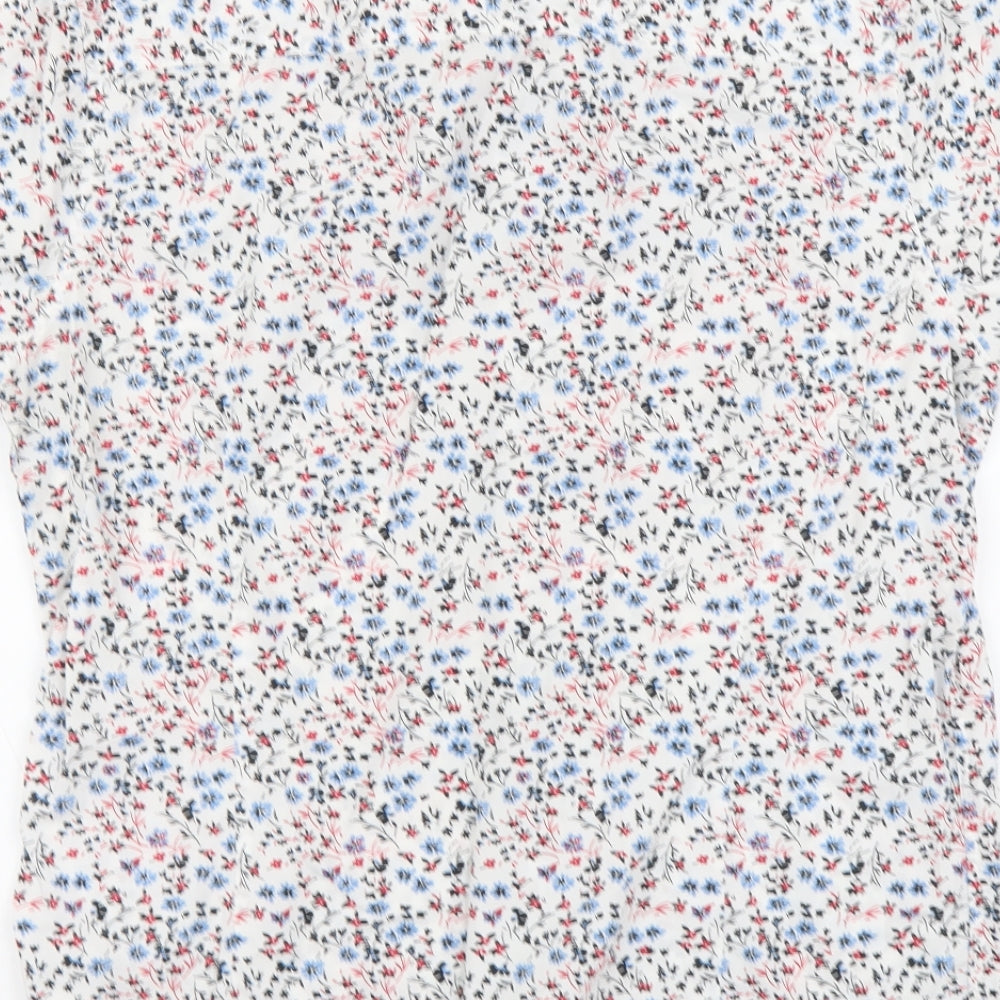 NEXT Womens White Floral Cotton Basic Button-Up Size M Collared