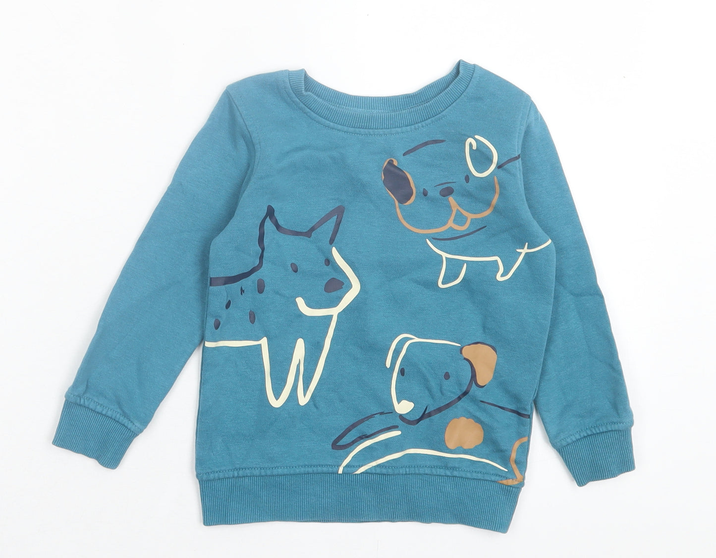 George Boys Blue Cotton Pullover Sweatshirt Size 2-3 Years Pullover - Dog Print