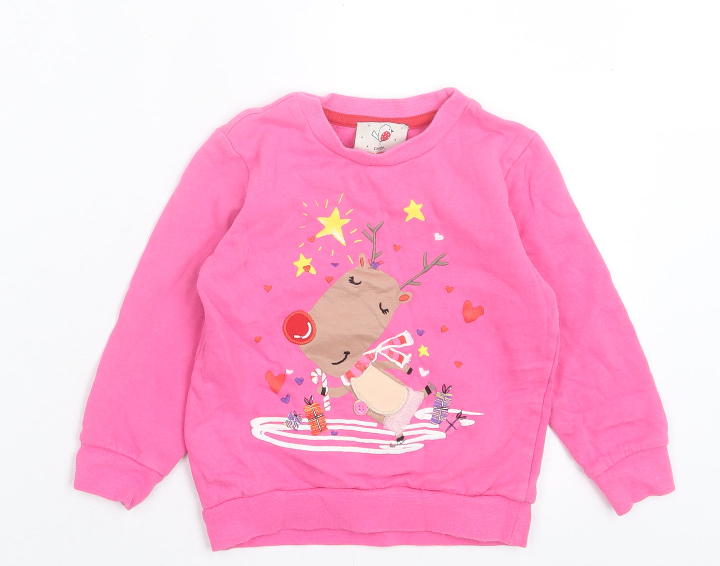 George Girls Pink Cotton Pullover Sweatshirt Size 3-4 Years Pullover - Christmas